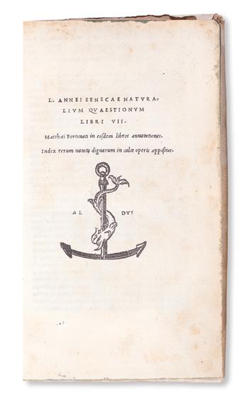 SENECA, LUCIUS ANNAEUS. Naturalium quaestionum libri VII.  1522